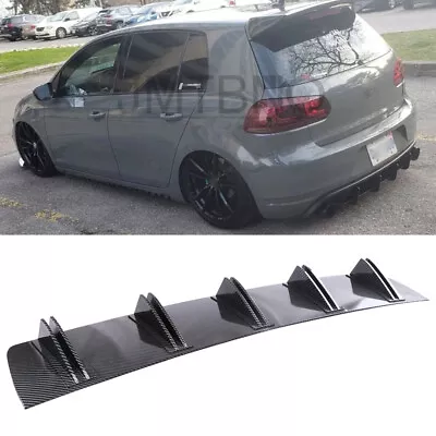 $44.30 • Buy For VW GTI MK6 2010-2014 Carbon Rear Diffuser Fin Bumper Lip Splitter Spoiler