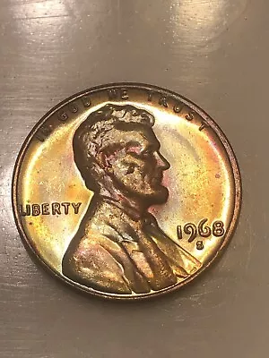 1968 S Lincoln Cent Rainbow Tone Uncirculated • $1.99