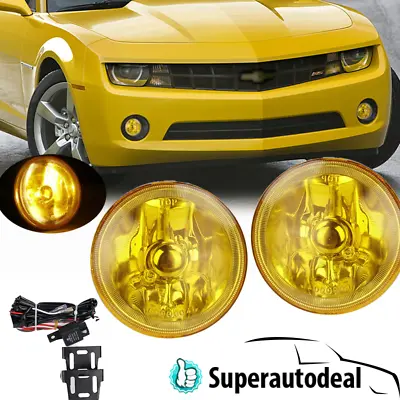 4  4 Inch Round Fog Lights Chrome Housing Yellow Lens Fog Lamps Pair W/ Switch • $26.99