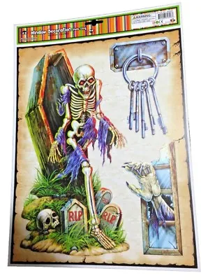 Haunted House Horror Props CREEPY DECAL CLING Halloween Decorations-SKELETON KEY • $4.97