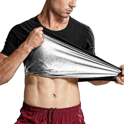 Men's Sweat Sauna Waist Trainer Thermal Shirt Weight Loss Tank Tops Body Shaper • $14.24