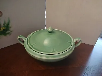 Vintage Round Mount Clemens Covered Vegetable Dish Petal Green • $24