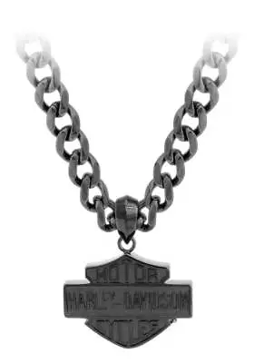 Harley-Davidson Men's Black Steel Bar & Shield Chain Necklace Black HSN0046-22 • $106.95