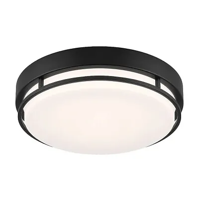 £59.39 • Buy Flush Mount 14 Inch EnviroLite Noble Matte Black Integrated Selectable LED *NEW*