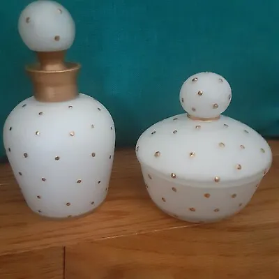 Vintage Irice Perfume Bottle And Powder/trinket Dish With Lid. • $19