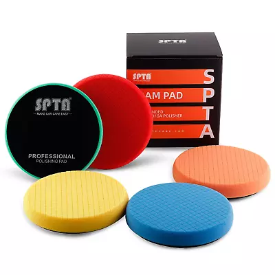 SPTA 5Pcs 5Inch(125Mm) Compound Buffing Sponge Pads Polishing Pads Kit Buffing P • £33.38