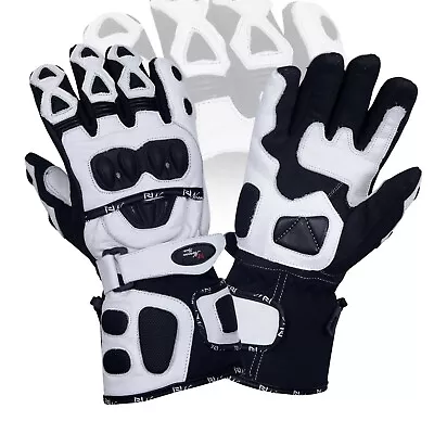 Polar Force Leather Waterproof Thermal Winter Motorcycle Motorbike Gloves White • £16.99