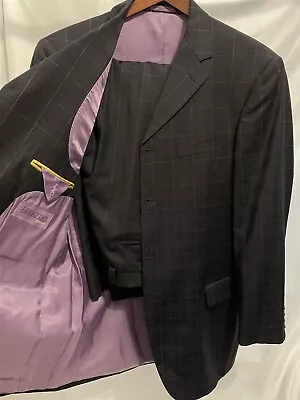 Earvin Magic Johnson 43L 36 X 28 44L Black Purple Check Super 120's 4Btn Suit • $62.82