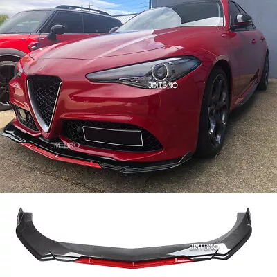 For Alfa Romeo Carbon Fiber Look/Red Car Front Bumper Chin Lip Splitter Body Kit • $109.41