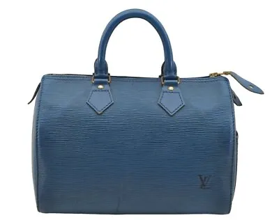 Authentic Louis Vuitton Epi Speedy 25 Hand Boston Bag Blue M43015 LV 4267I • $51.25