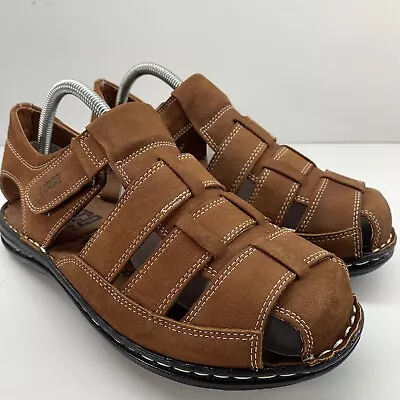 Lusco Men’s Closed Toe Easy Fasten Leather Fisherman Sandals Size UK 6.5 EU 40 • £26.99