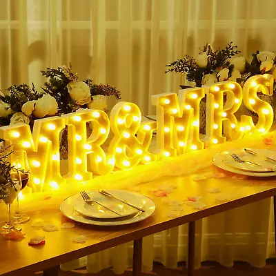 6 Pcs Mr And Mrs LED Sign Wedding Decor Sweetheart Table Decoration Mr And Mrs L • $38.11