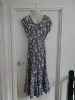 East Artisan Anokhi Indian  Cotton Floral Block Print  Boho Hippy Maxi Dress 12 • £49.99