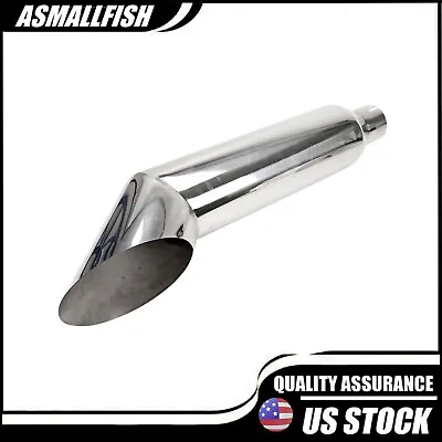 36  Long 4  Inlet 7  Outlet Stainless Steel Silver Angle Cut Exhaust Stack Pipe • $59.99