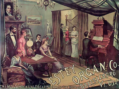 Estey Organ Vintage Ad POSTER.Home Wall.Piano Decor Art.House.1883 • $51