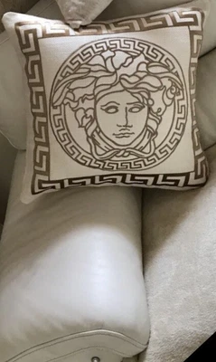 £32.99 • Buy Greek Border/Keys/ Scroll /Ivory & Gold  Medusa Decorative Pillow Throw Cover 24
