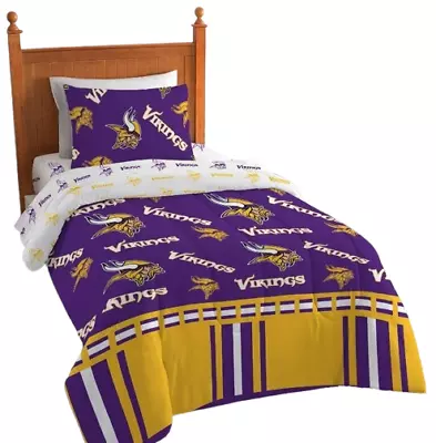 Minnesota Vikings NFL Rotary Twin Bed In A Bag Set • $121.95