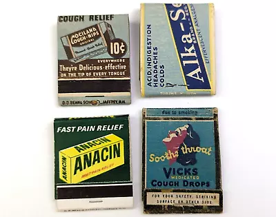 Vtg Matchbook Lot Medicine Cocilana Vicks Girl Cough Alka-Seltzer Anacin 1950s • $20