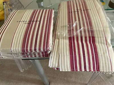 Pair Brand New Laura Ashley Curtains Irving Cranberry Stripe W88 X 90 Drop • £80