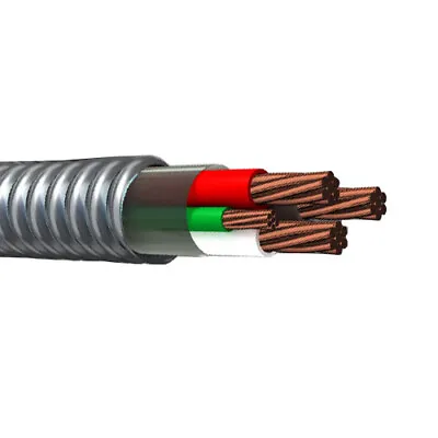 PER FOOT 2/4 Stranded Copper MC With Ground Aluminum Armor Metal Clad Cable 600V • $13