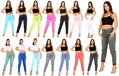 Women Trousers Italian Magic Pants Cotton Casual Elasticated Waist Leggings • £17.94