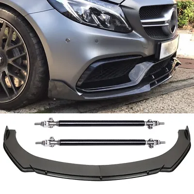 For Mercedes-Benz C200 C300 Carbon Front Bumper Lip Splitters Kits + Strut Rods • $111.85