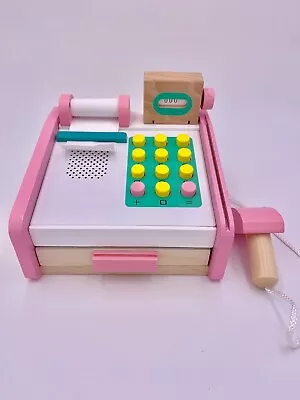 Wooden Cashier Toy Pretend Play Come With Wooden Coins And Paper Money  • $45