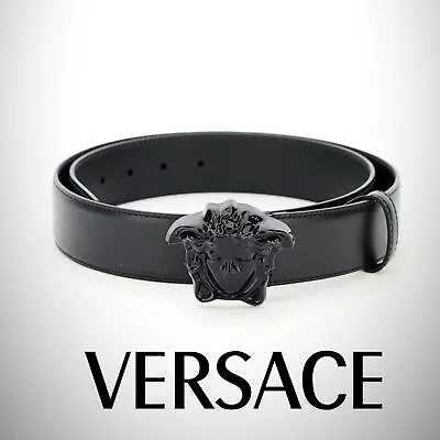 VERSACE - $525- 'La Medusa' Men's 3D Logo Buckle Leather Belt- Black- 110cm- NWT • $385