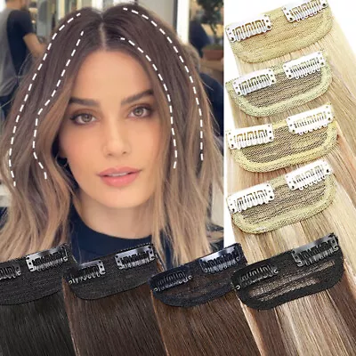 Invisible Short Hair Pad Clip In 100% Real Remy Human Hair Extensions Thick UK • £39.18