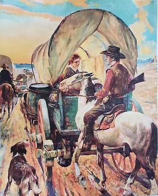 Original Vintage Lithograph Poster Western Cowboy • $210