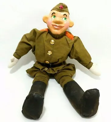 Rare Vint Ussr Soviet Army Hand Painted Paper Mache Defender Doll W/wool Uniform • $1276.50