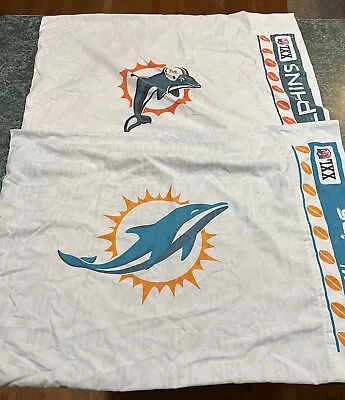 Lot Of (2) NFL Miami Dolphins Football Team Standard Size Pillowcases • $20.97