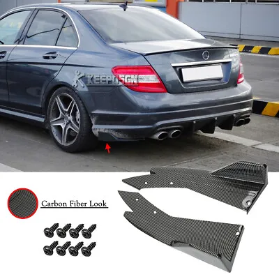 Carbon Look Rear Bumper Diffuser Splitter Side Skirt For Mercedes W204 C-Class • $49.47