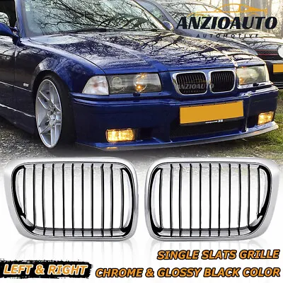 Chrome Front Kidney Black Grill For BMW 1997-1999 E36 3 Series 318i 323i 328i M3 • $36.98