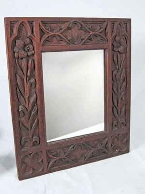 £65 • Buy SUPERB ANTIQUE GOTHIC CARVED OAK WOOD WALL MIRROR / PICTURE Or PHOTO FRAME 1870