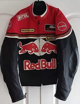 RED BULL RACING Leather/ Textile Motorbike Motorcycle Jacket W Armour Size Large • $62.25
