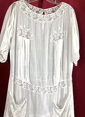 XL XXL CUTE DETAILS 1920s Cotton Summer Dress 20s  Flapper Tea • $99.99