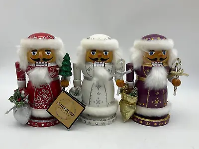 Vintage Nutcracker Village Miniature Santas Set 3 Handcrafted 2003 • $29.50