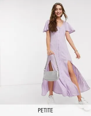 MISS SELFRIDGE Angel Slv Ditsy Maxi Dress Lilac Size UK 8 Petite - RRP £35 • £30
