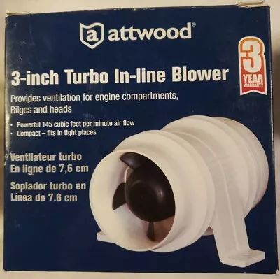 $29.99 • Buy Attwood Turbo 3000 Series 12 V DC 145 CFM In-Line Standard Bilge Blower 1731-4