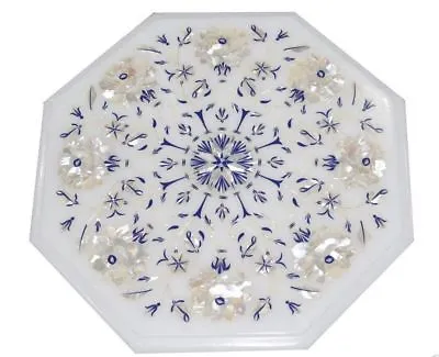 12  Marble Corner Table Top Semi Precious Stones Floral Handmade Inlay Work • £200.36