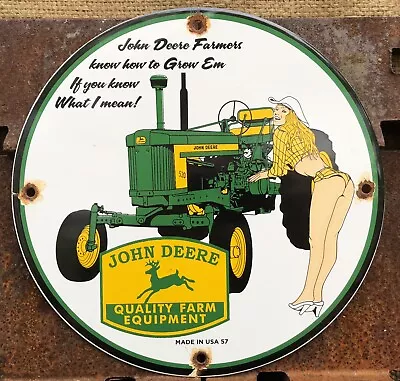 Vintage John Deere Farm Equipment Tractors 10” Porcelain Gas Oil Sign • $15.50