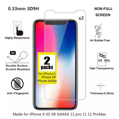 2x Tempered Glass Non- Full Screen Protector For IPhone X XR XsMax 11 12 Promax • $3.99