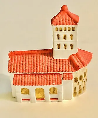 Handmade Hand Painted Folk Art Spain Clay Pottery House Church Signed 4.5” • $25