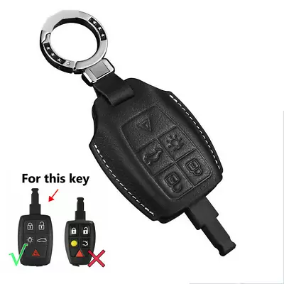 Black Leather Remote Key Fob Case Cover Bag For Volvo XC90 C30 C70 V50 S40 S60 • $32.20