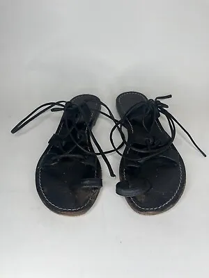 Mystique Sandals Strappy Gladiator Women Size 7 Black Leather  • $19.60