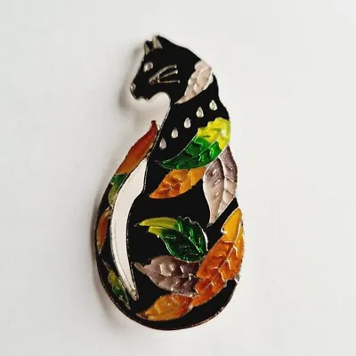 Zarah Black Cat With Fall Leaves  Time To Leave  Autumn Pin Enamel  • $31.13