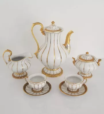 Fine Meissen BAROQUE GOLD Heavy Gilt Tea Set W/ Teapot & 2 Cups 24K Gold Leaf  • $1450