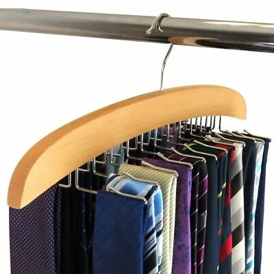 $13.99 • Buy 24 Tie Wooden Belt Hanger Belt Scarf Holder Closet Organizer Rack Hanger Hook