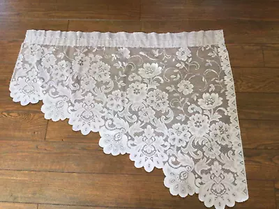 Dusty Rose Lace CURTAIN Valance Pair Swag Top Treatment - Semi Sheer Look • $29.99